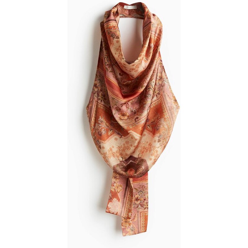 H&M - Top halterneck - Tlumená Červená/Vzor