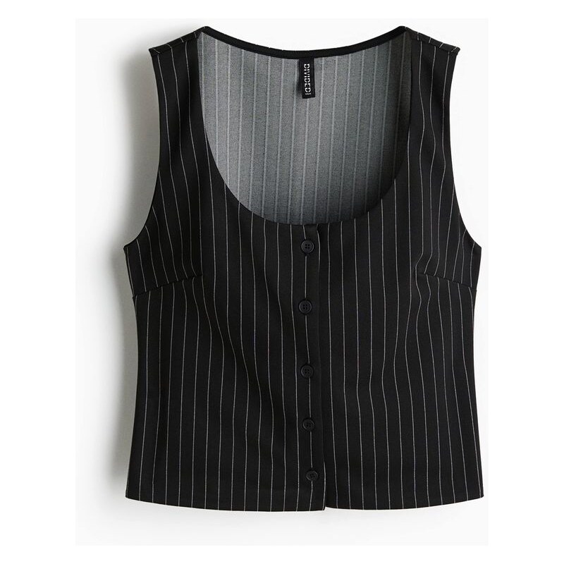 H&M - Žerzejová vesta - Černá/Úzký Proužek