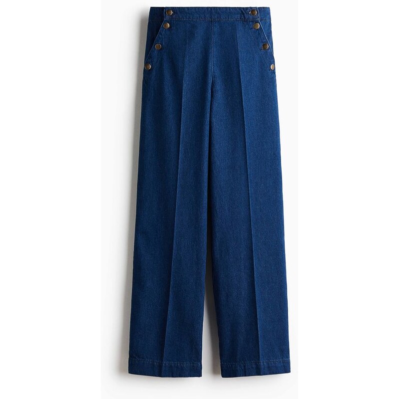 H&M - Džínové kalhotys knoflíky - Tmavý Denim Blue