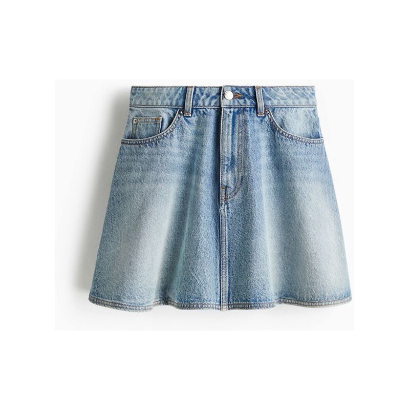 H&M - Džínová minisukně Flared - Světlý Denim Blue
