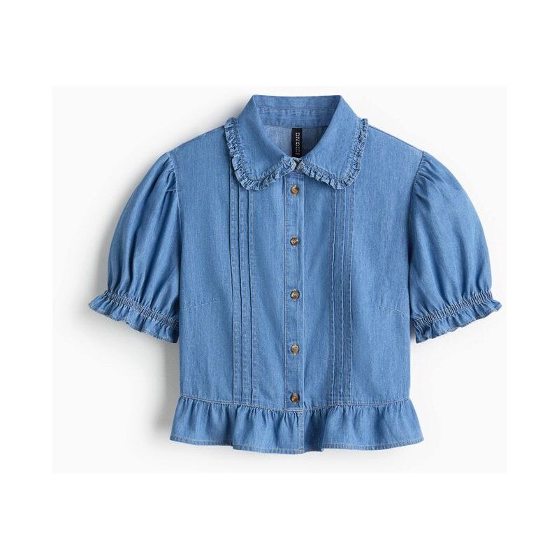 H&M - Džínová halenka - Světlý Denim Blue