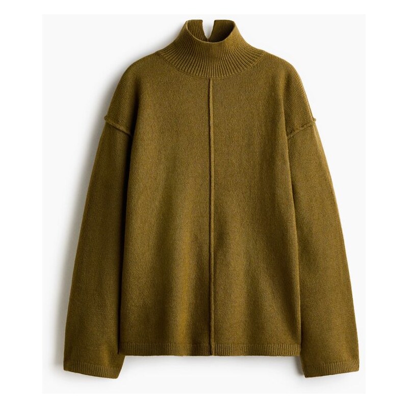 H&M - Svetrs vysokým límcem - Zlatě Olivová