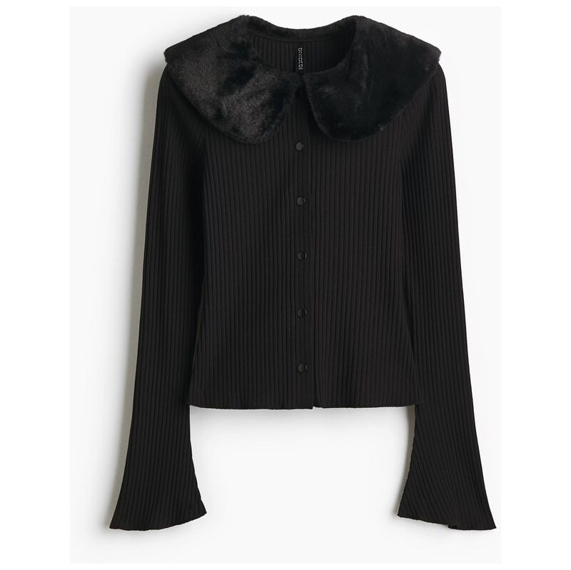 H&M - Propínací svetrs límečkem - černá 110991685