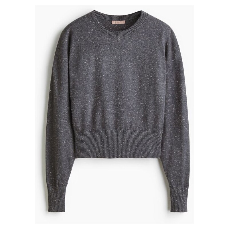 H&M - Svetr z jemného úpletu - Tmavě Šedá