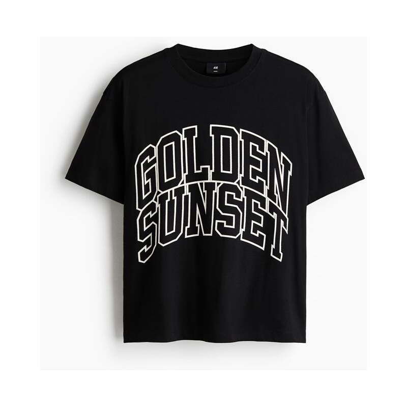 H&M - Tričkos potiskem Loose Fit - Černá/Golden Sunset