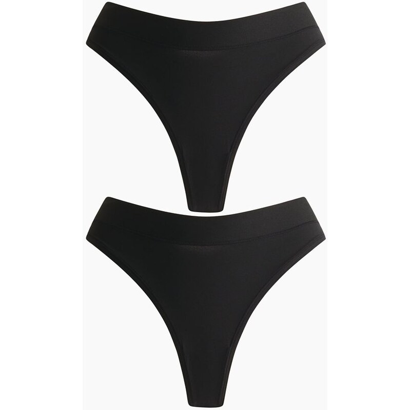 H&M - Kalhotky brazilian z mikrovlákna 2 kusy - černá 110992078