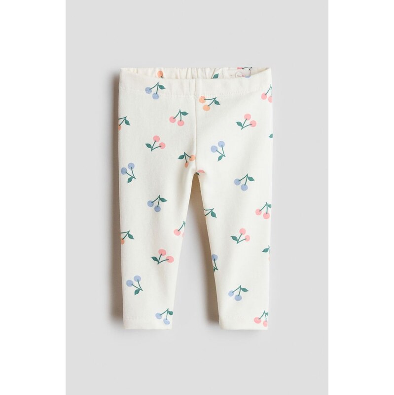 H&M - Legínys česaným rubem - Krémová/Třešně