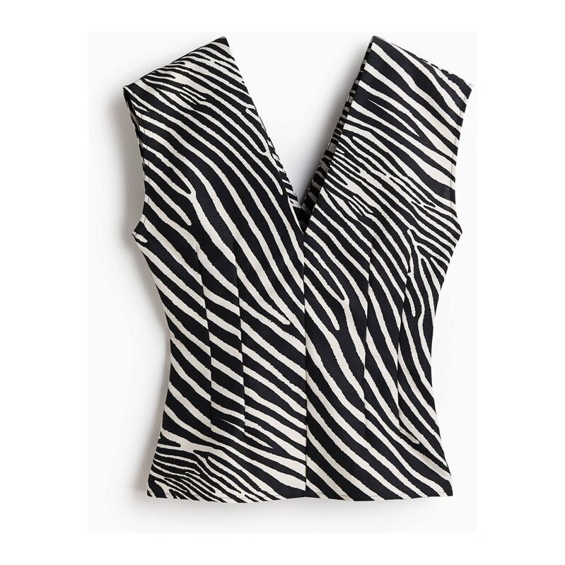 H&M - Tops výstřihem do V - Černá/Zebří Potisk