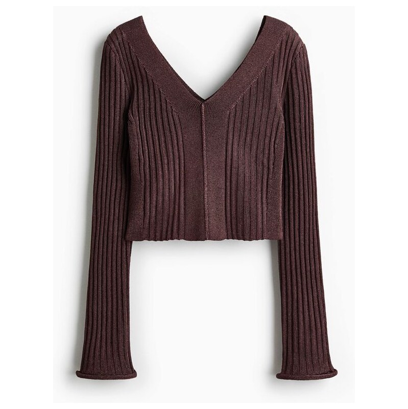 H&M - Třpytivý top z žebrovaného úpletu - oranžová 110475584