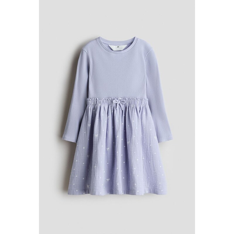 H&M - Šaty z žebrované bavlny - Světle Fialová