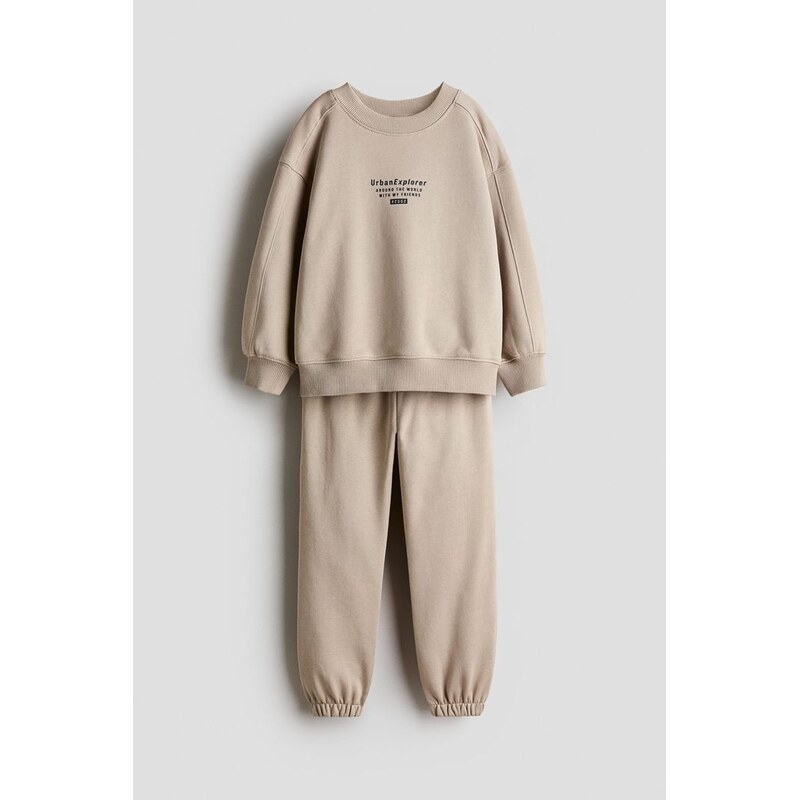 H&M - Dvoudílná souprava z teplákovinys motivem - Béžová