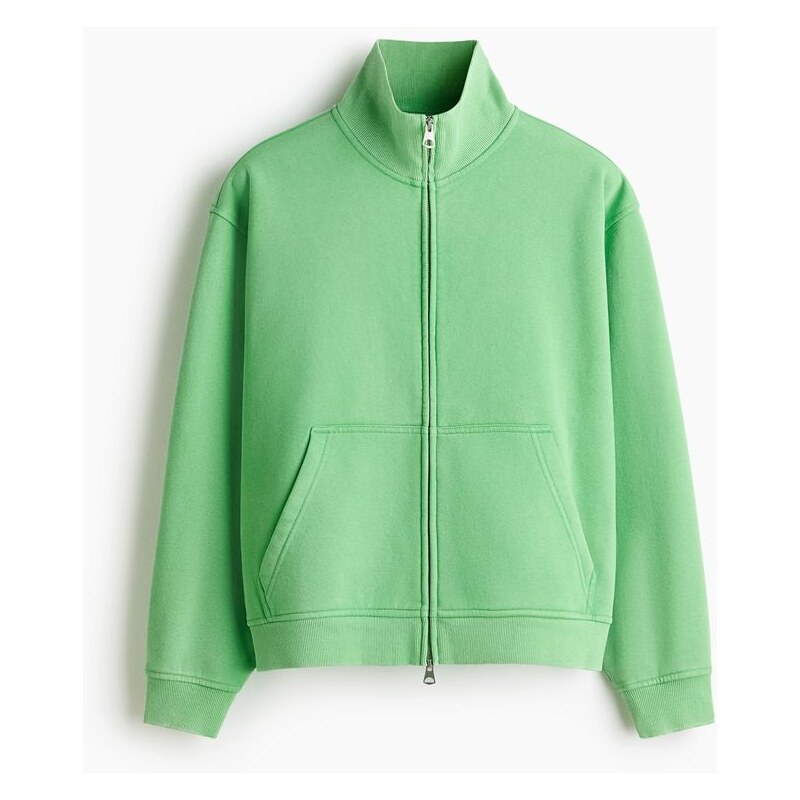 H&M - Bunda na zip Boxy Loose Fit - Jasně Zelená