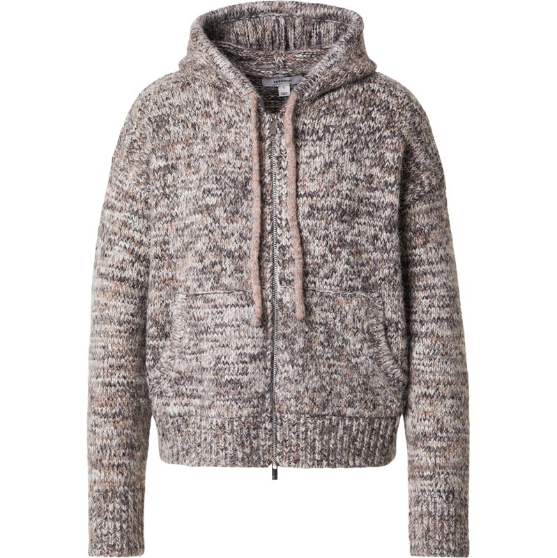 TOPSHOP Kardigan HAILEY šedobéžová / bílá