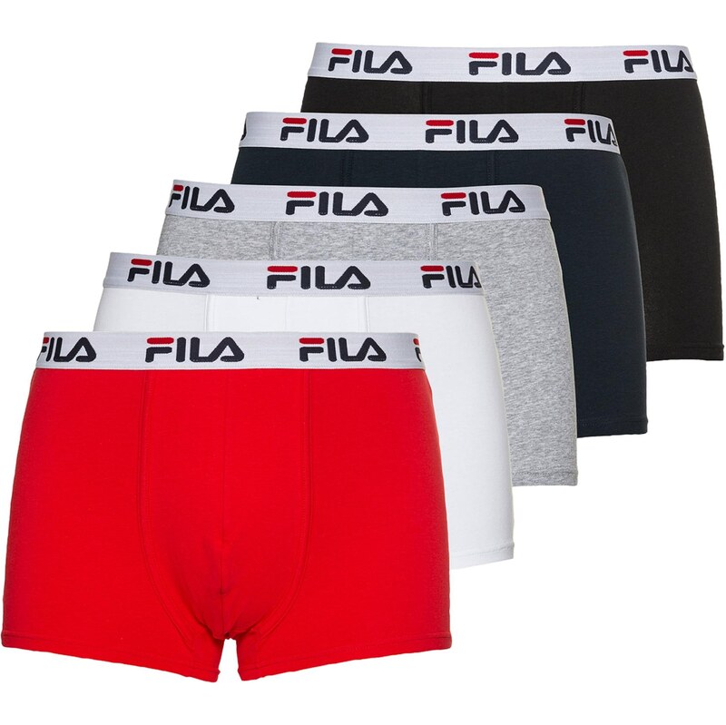 FILA Boxerky šedý melír / červená / černá / bílá