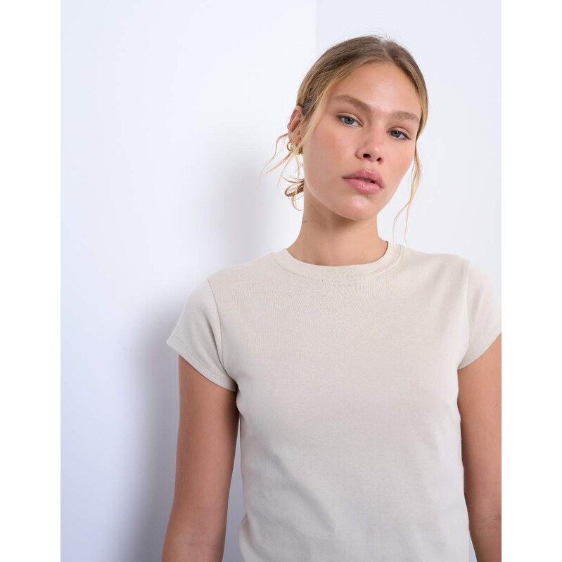 Topshop everyday tee in stone-Neutral