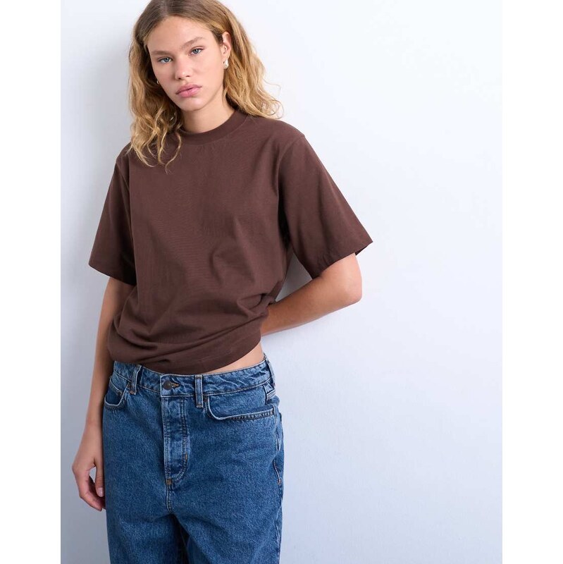 Topshop premium basic short sleeve tee in chocolate brown