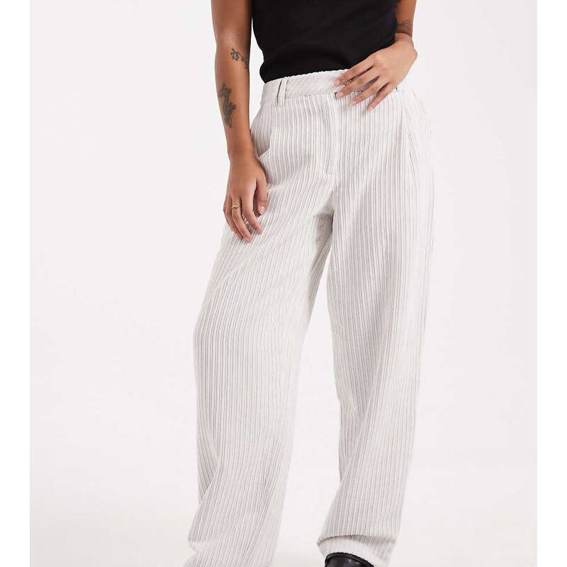 ASOS Petite ASOS DESIGN Petite slim leg trousers in cord in cream 113263221