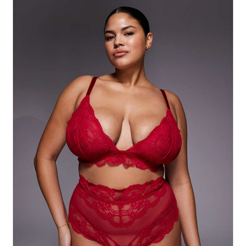 ASOS Curve ASOS DESIGN Curve Lola lace high waist brief in cherry red 115513210