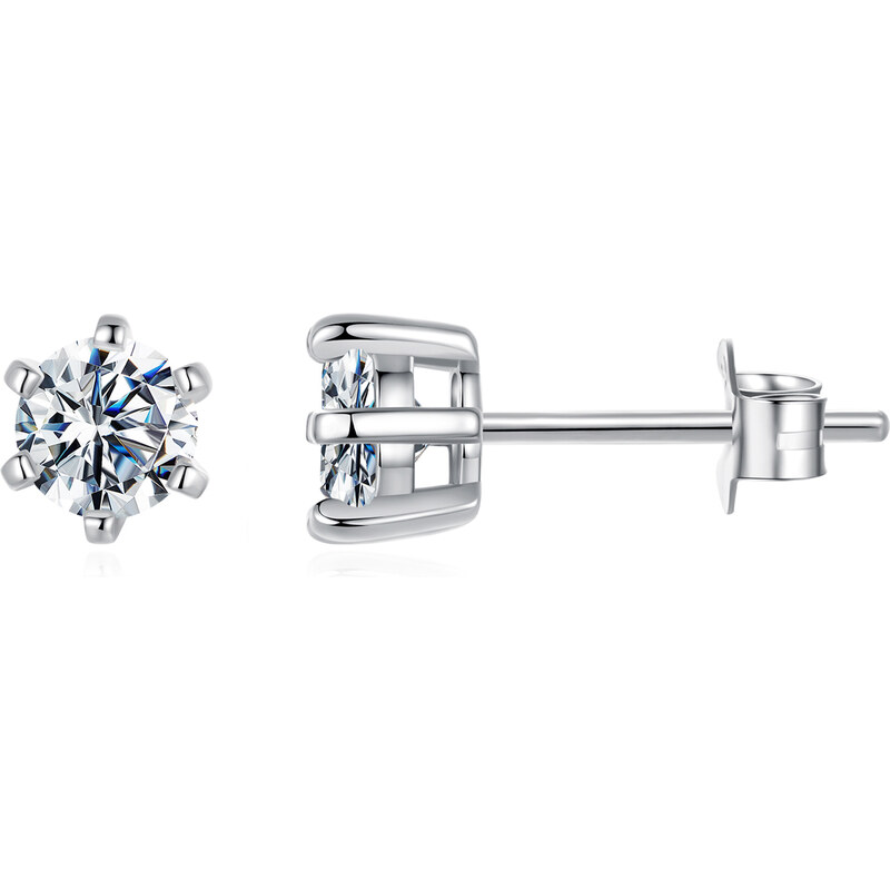 Olivie Stříbrné náušnice 5mm MOISSANITE 9982