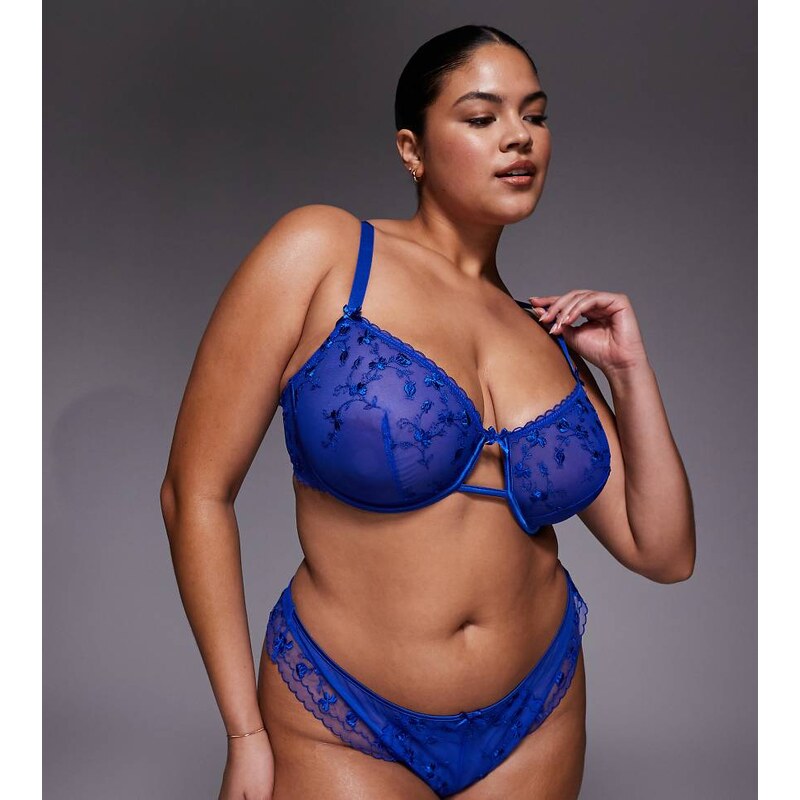 ASOS Curve ASOS DESIGN Curve Valentina floral embroidered thong with 111068138