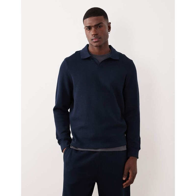 ASOS DESIGN polo sweatshirt in navy