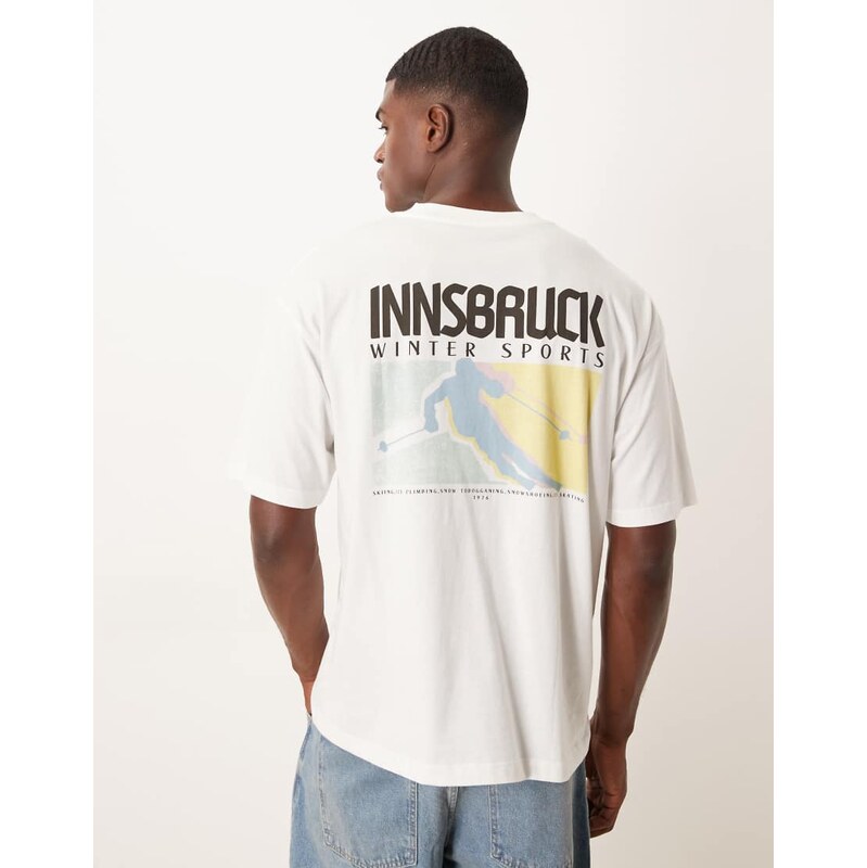 ASOS DESIGN oversized t-shirt with ski sports graphic in white