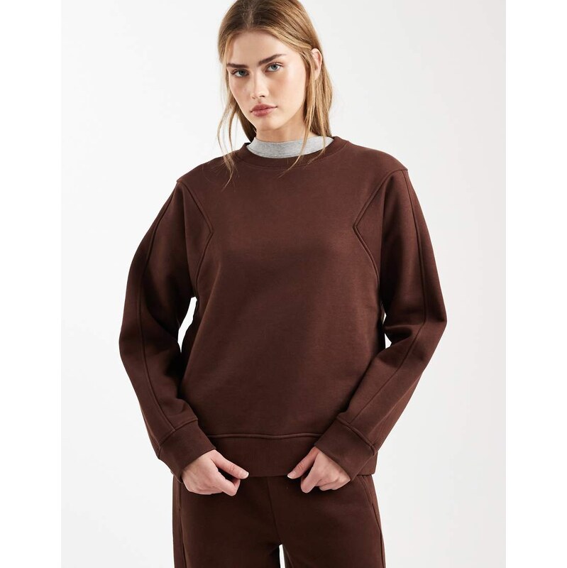ASOS DESIGN premium 500gsm seamed sweatshirt in chocolate-Brown
