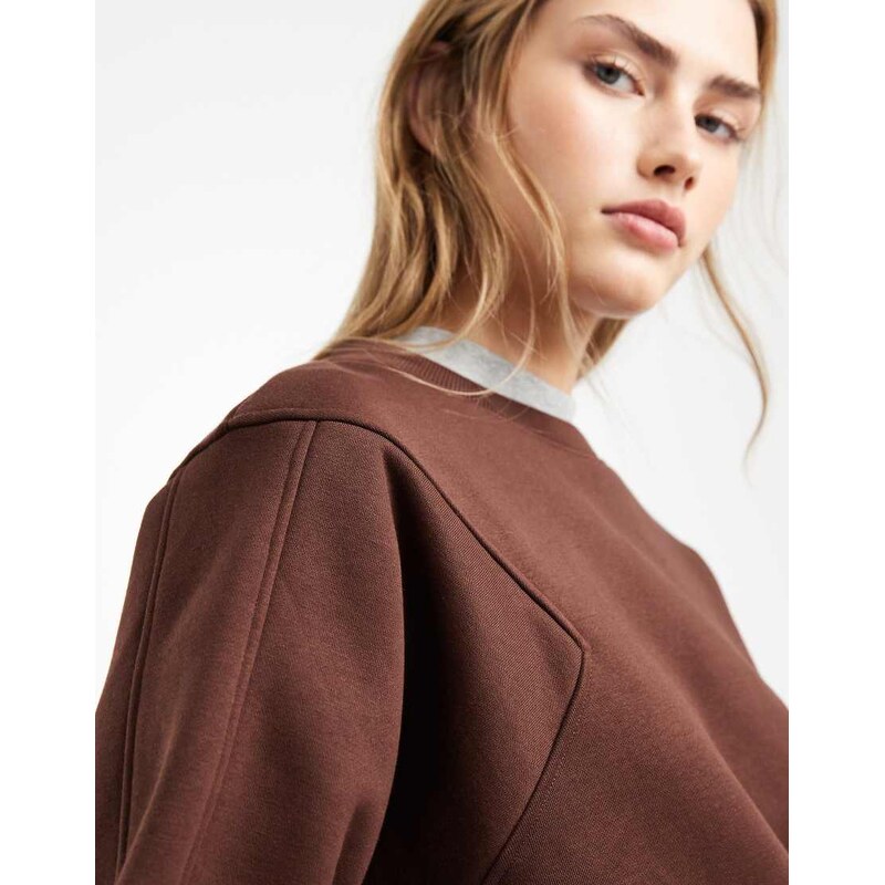 ASOS DESIGN premium 500gsm seamed sweatshirt in chocolate-Brown