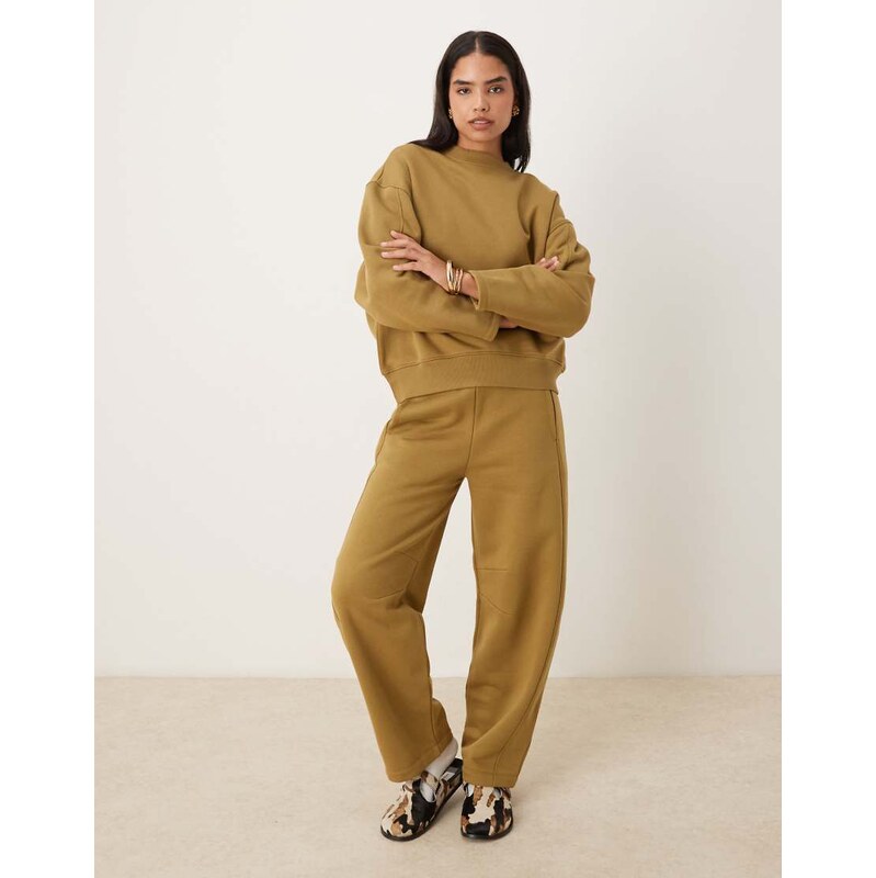 ASOS DESIGN premium 500gsm seamed barrel leg jogger in biscuit