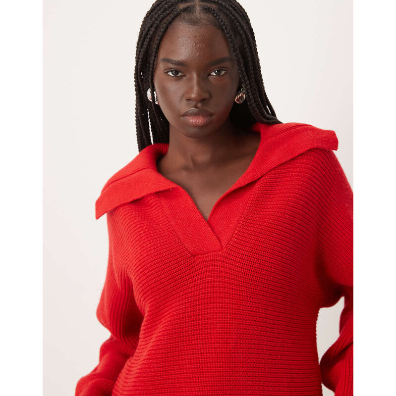 Mango oversized collar jumper in red 111068261