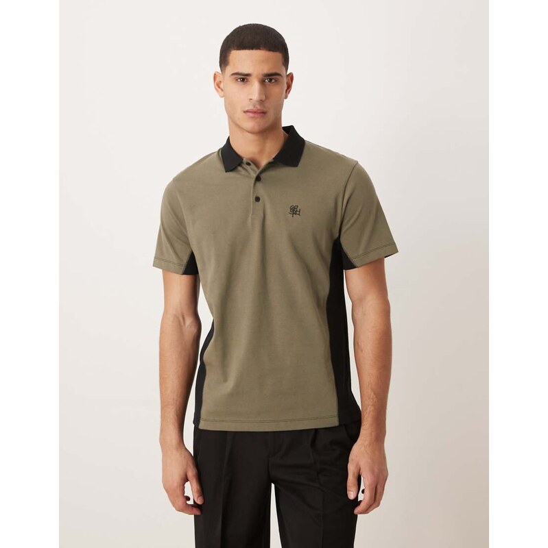 ASOS DESIGN heavyweight regular fit polo t-shirt with panels and