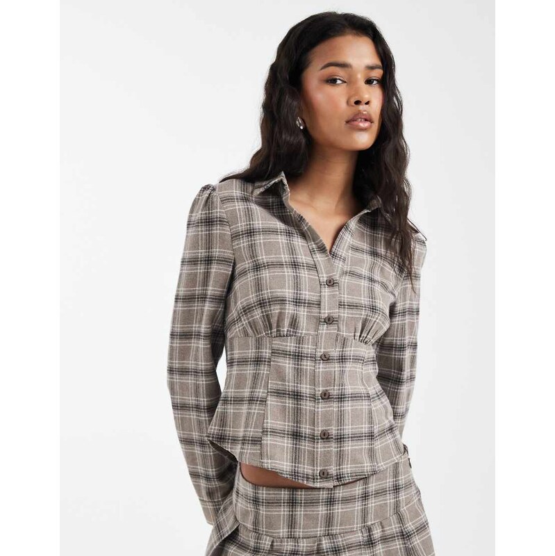 Miss Selfridge long sleeve check shirt co-ord-Multi 111068355