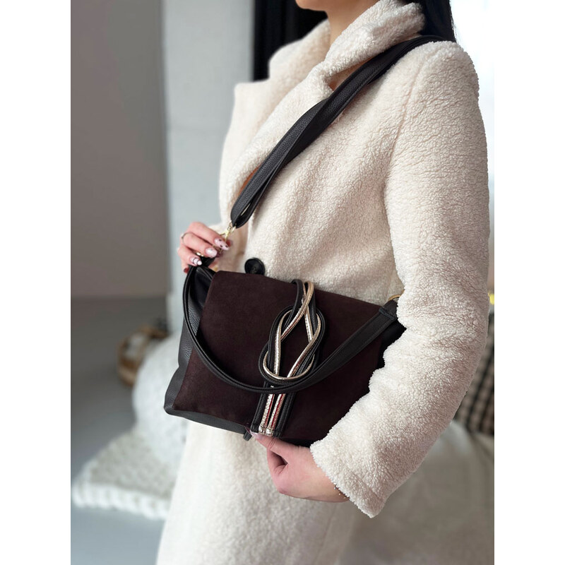 GROSSO Čokoládově hnědá kabelka přes rameno / crossbody 111206007