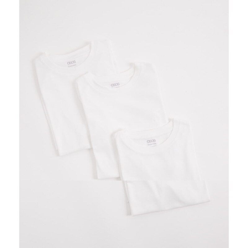 ASOS DESIGN Essentials 3 pack regular fit t-shirts in white