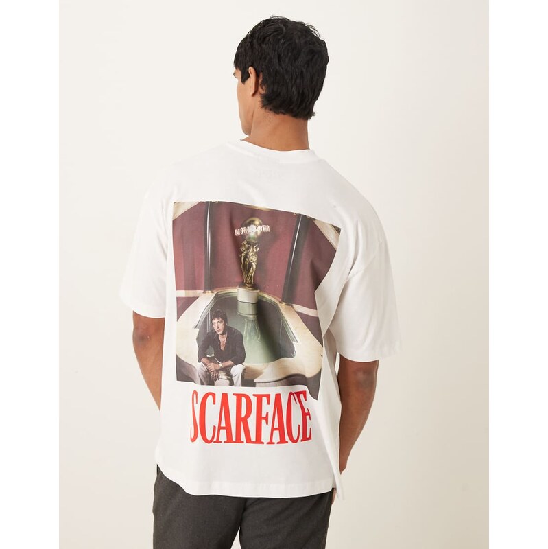 ASOS Design oversized t-shirt with Scarface print in white