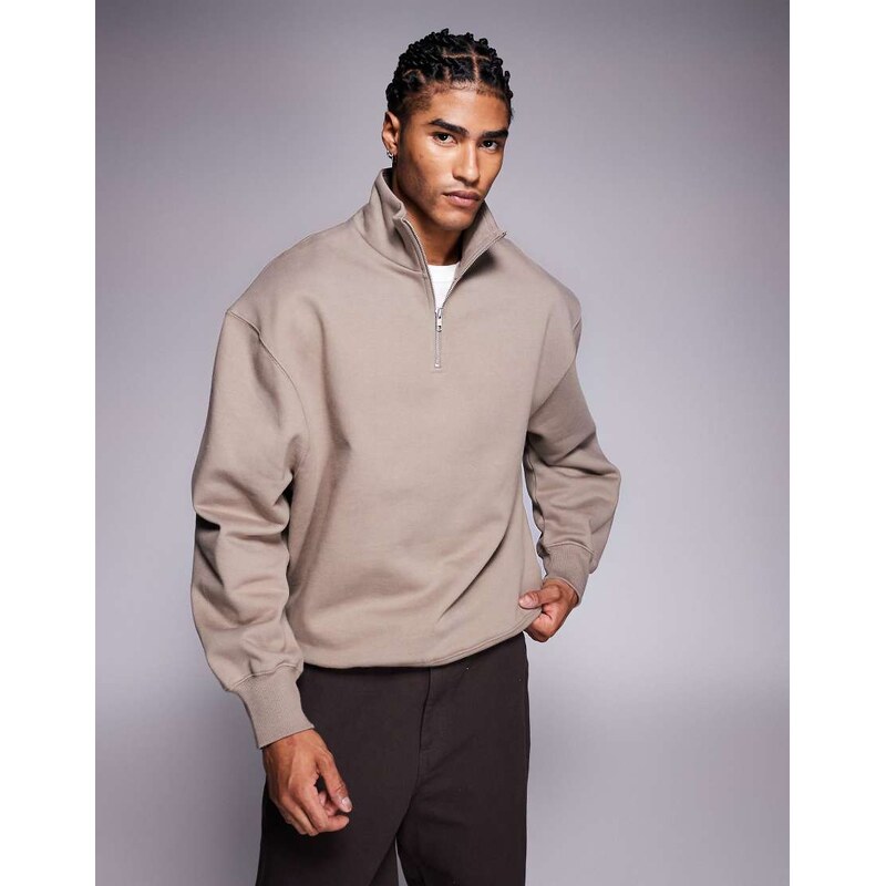 ASOS DESIGN premium heavyweight oversized quarter zip 400gsm in