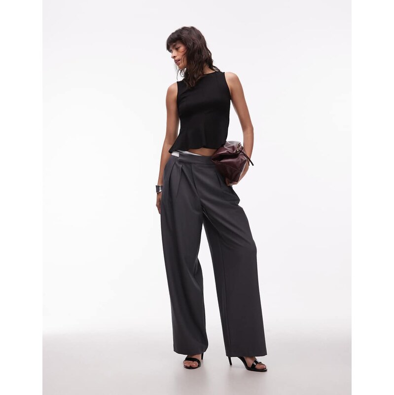 ASOS DESIGN DECON tailored wide leg deconstructed contrast