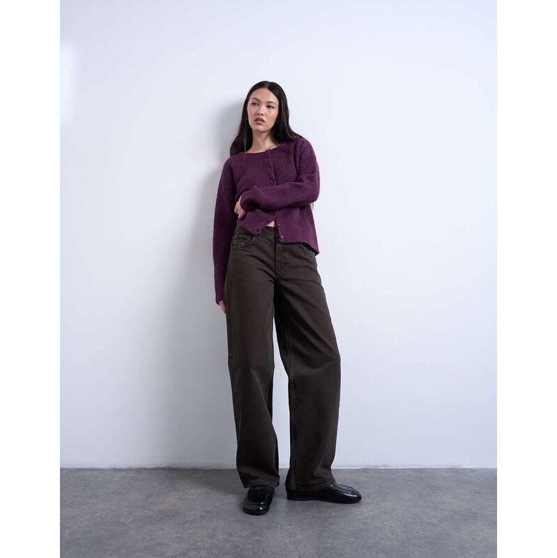 Topshop Cinch low rise jean in chocolate-Brown