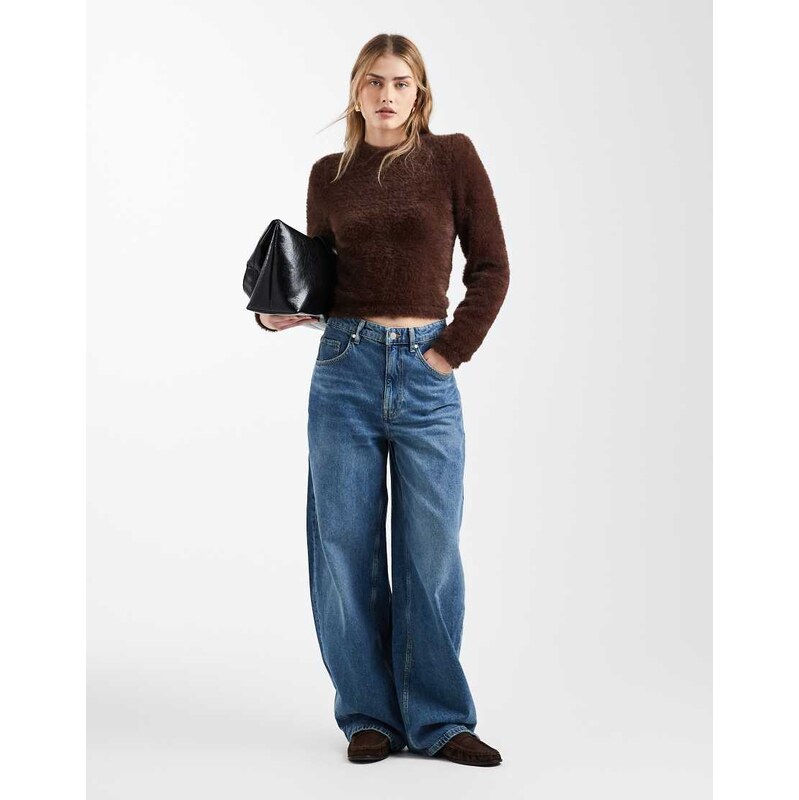 ASOS DESIGN fluffy top in chocolate-Brown