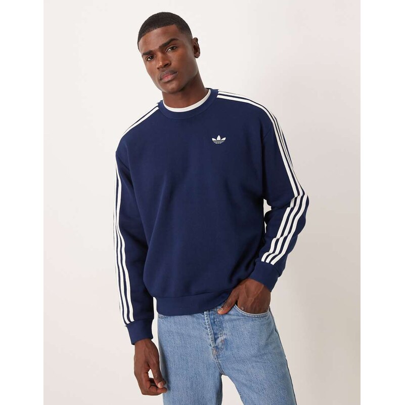 adidas Originals three stripe oversized sweatshirt in navy