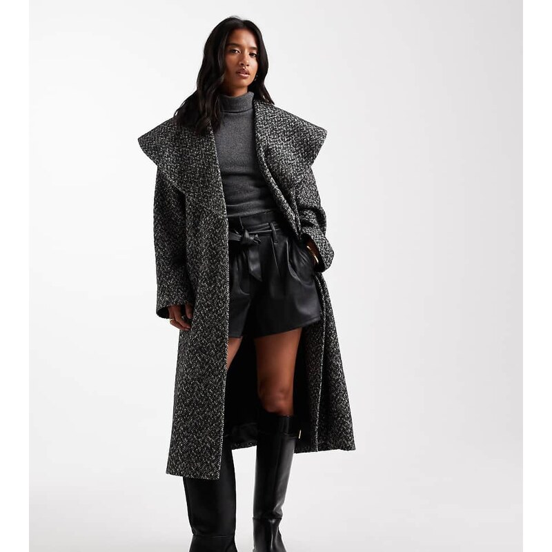 Miss Selfridge petite formal shawl collar wrap coat in