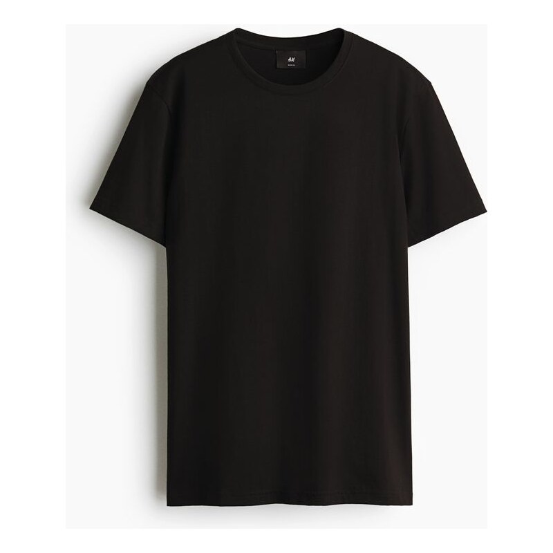 H&M - Tričko z bavlny pima Slim Fit - Černá