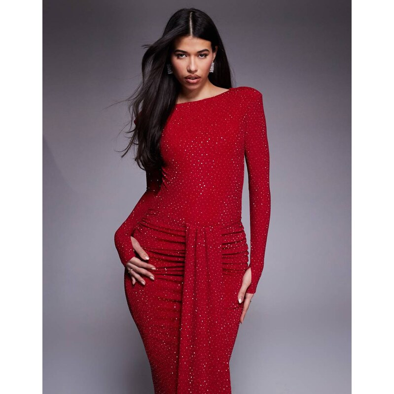Wanderdoll Nara sculpted hotfix slash neck bodysuit co-ord in