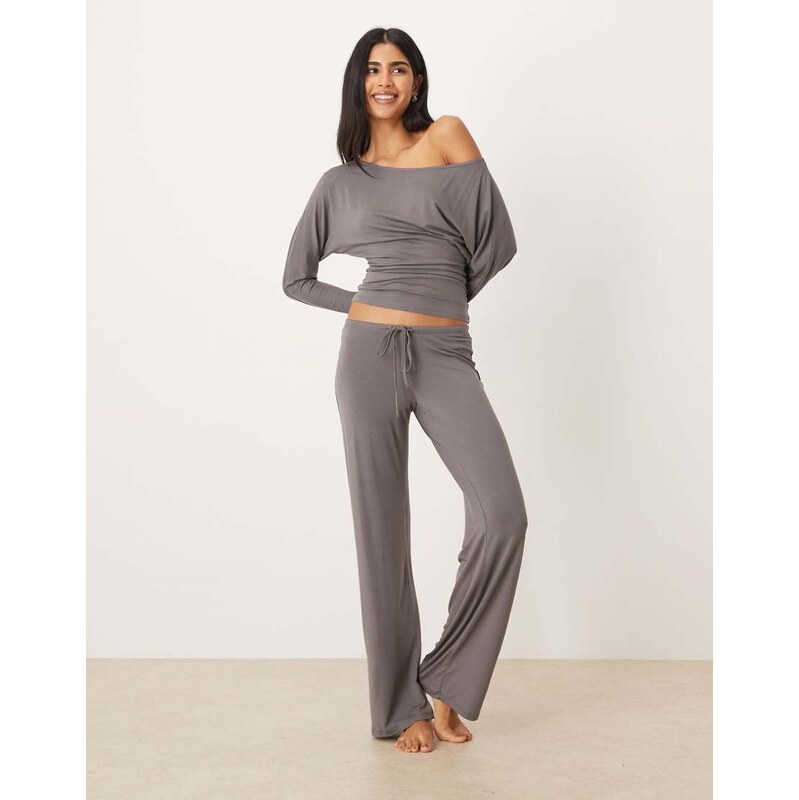 Gina Tricot co-ord low waist loungewear trousers in grey stone
