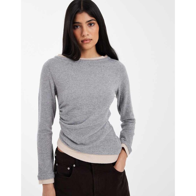 ASOS DESIGN supersoft double layer hitched side top in light