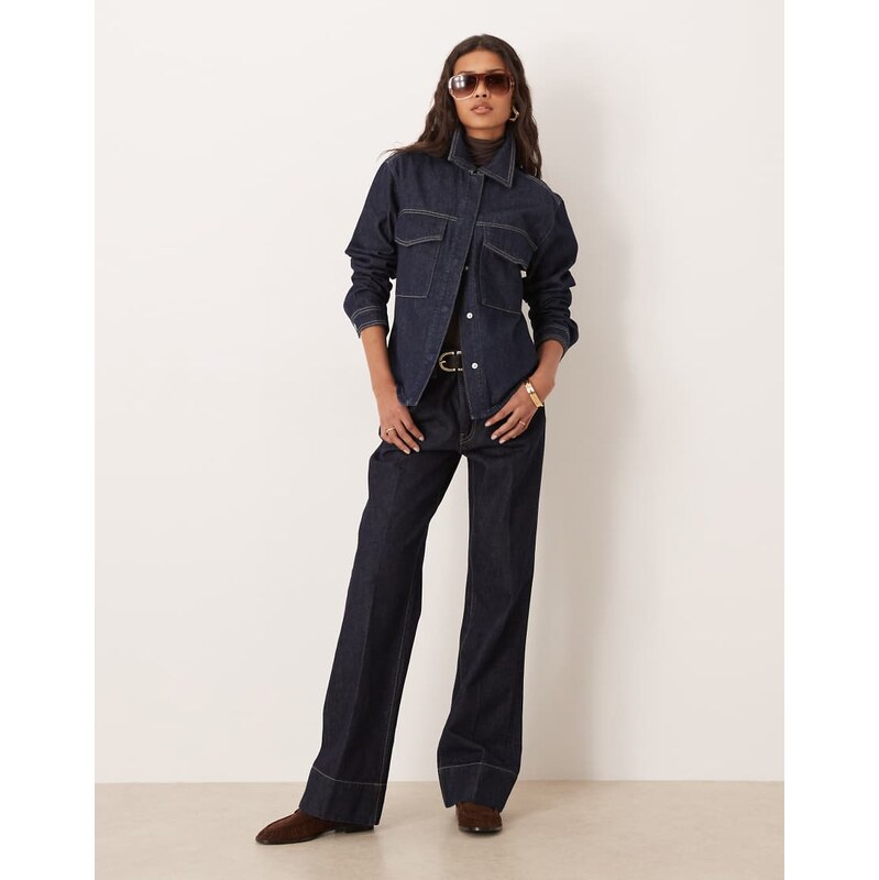 Mango Aylin pleat front jean with contrast stitch co-ord in
