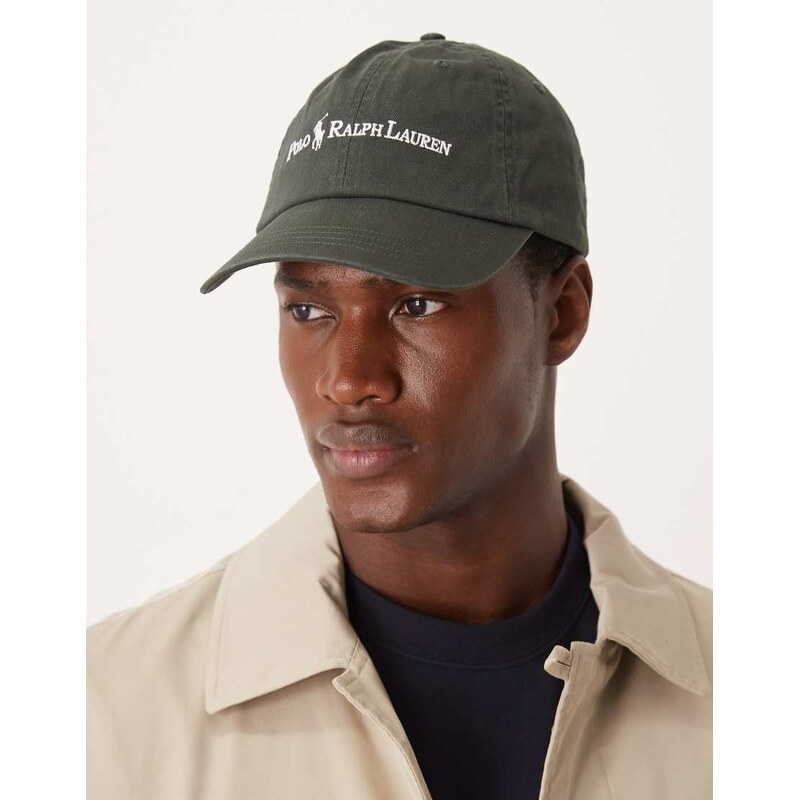 Polo Ralph Lauren script icon logo twill baseball cap in charcoal-Grey 111074348