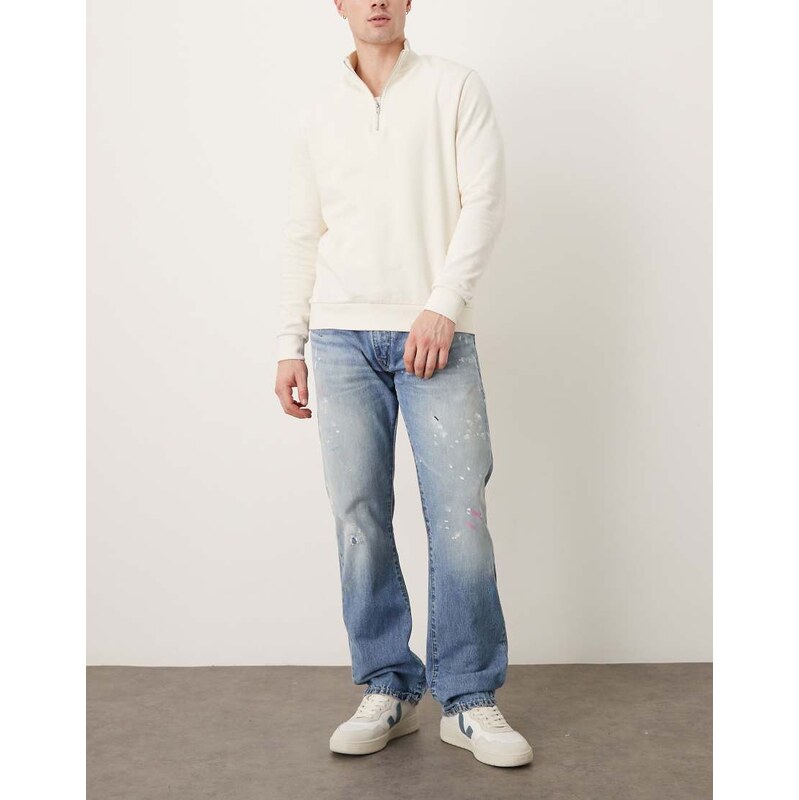Polo Ralph Lauren Hampton paint distress straight fit jeans in