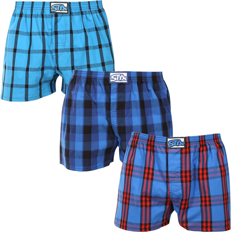 3PACK pánské trenky Styx klasická guma nadrozměr vícebarevné