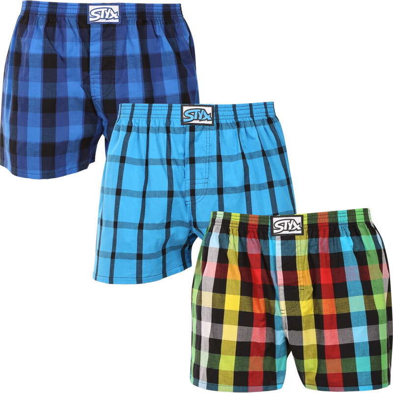 3PACK pánské trenky Styx klasická guma nadrozměr vícebarevné